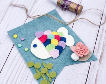 Felt Kids Craft Kit: Made By Fern+Love | Kids Activities Kit | Make It Yourself | Felt Fish DIY Kit | Felt Kids Crafts | Fish Banner