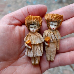 Set of two Mini spun cotton Chanterelles mushroom sculpture Christmas decoration Holiday ornament Vintagestyle ornament Fairy garden Fungi