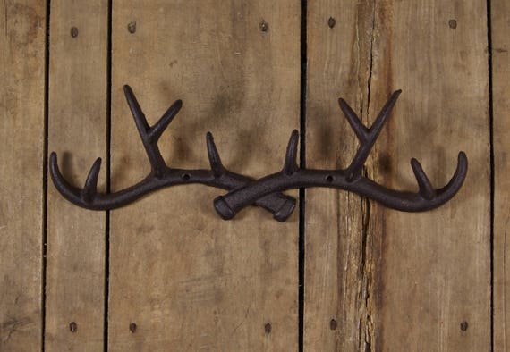 Cast Iron Deer with Antlers Short Hook Brown Towel Coat Rack Holder
