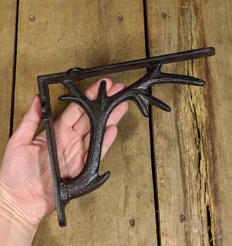 Large Cast Iron Antler Shelf Bracket Pair Etsy