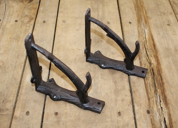 7 Tree Branch Shelf Bracket Pair in Cast Iron | Etsy