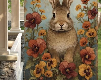 Bunny & Pansies 28"x40" Yard Flag