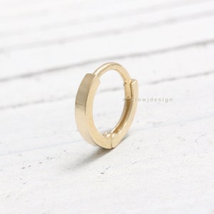 14K 18K Solid Gold Modern Tiny Huggie Hinged Hoop Helix, Tragus, Cartilage Ear Piercing Earring- 20g