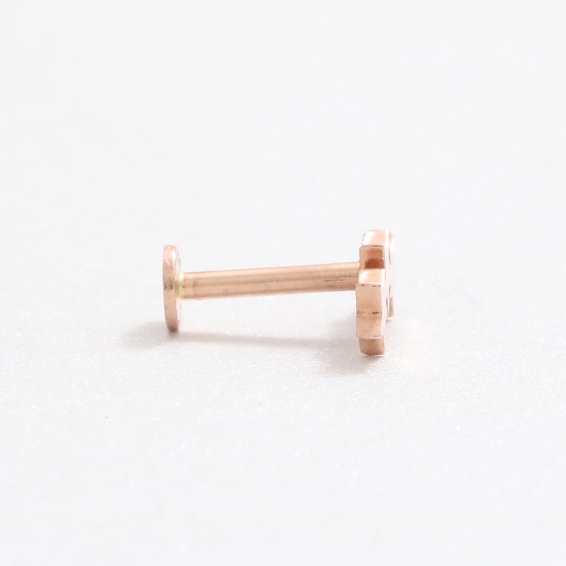 Helix 18g 1pcs Internally Threaded Labret Flat Back Piercing Earring-16g 14K Solid Gold Tiny Triple Star Cartilage Conch