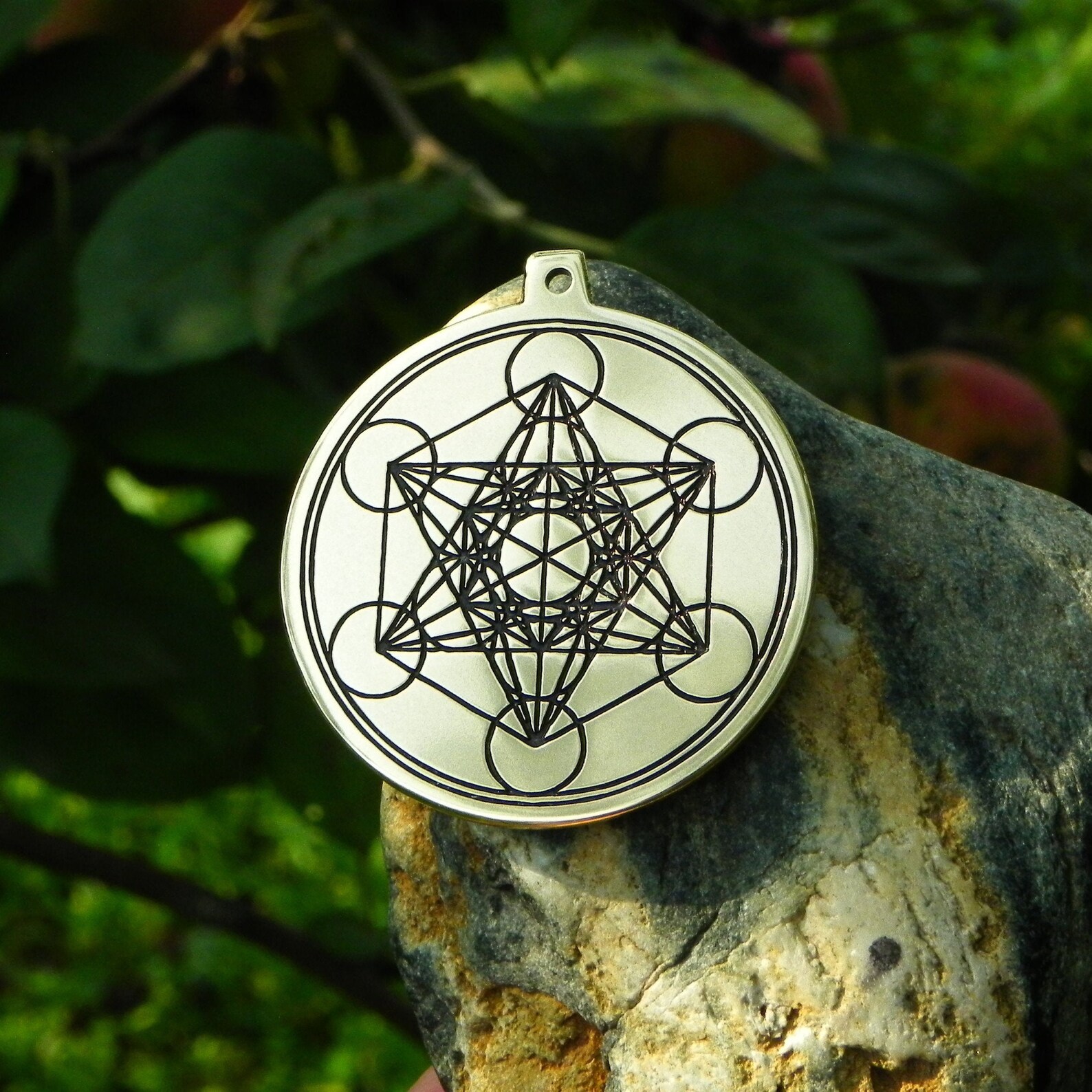 Metatron's Cube Pendant Etching Brass Archangel Seal Etsy