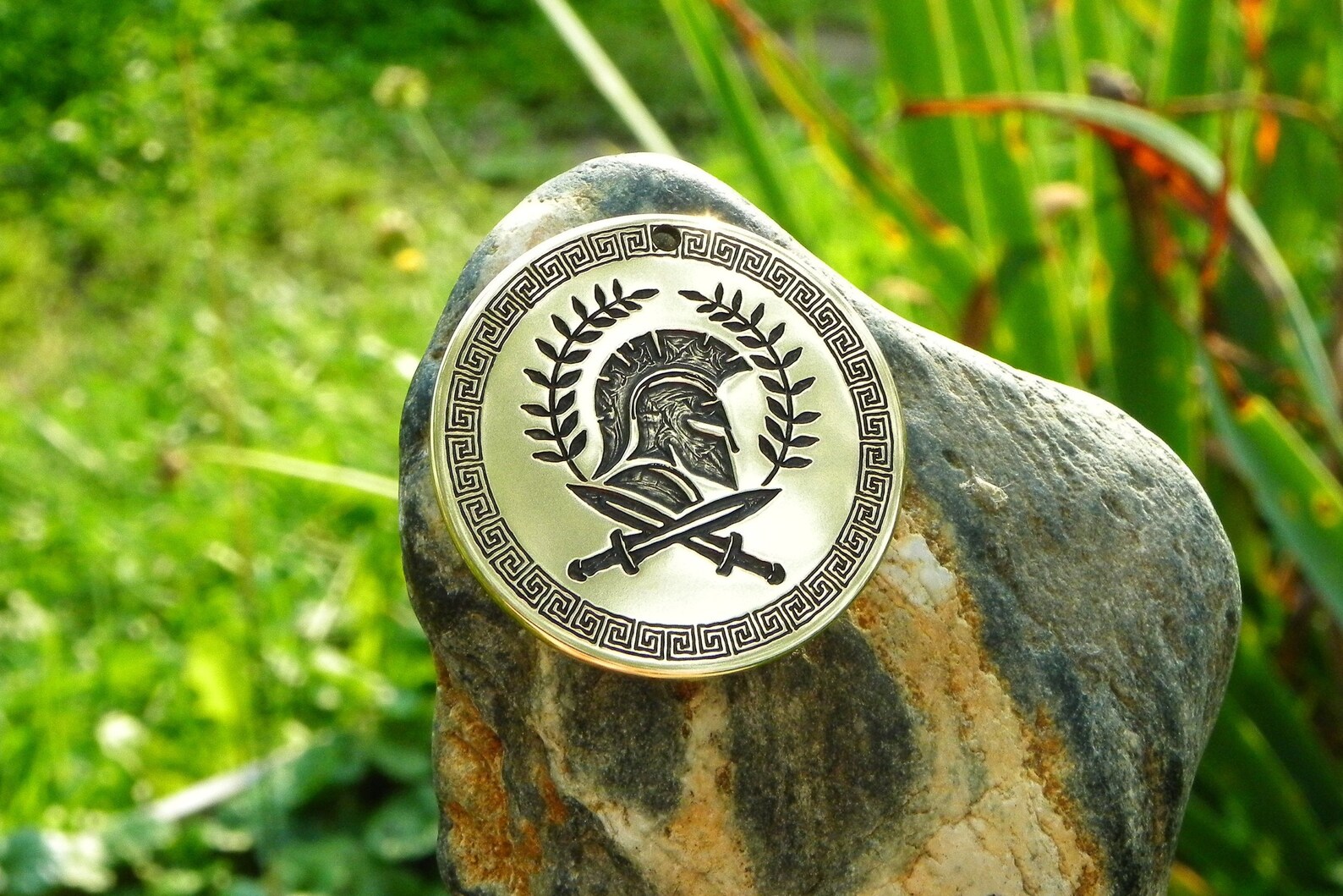 Symbol of the Greek God of War Ares Talisman Brass Etsy