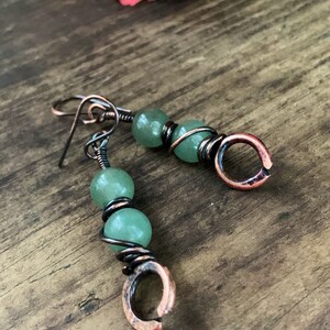 AE223 Green Watermelon and Antique Copper Earrings Antique Copper  Artisan Style Earrings