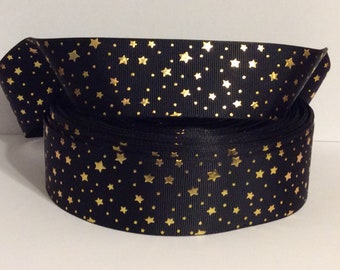38mm//50mm and 75mm 1m FOIL EMBOSSED STARS GROSGRAIN RIBBONS BOWS