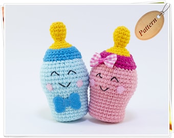 Patrón de biberón de crochet/Idea de regalo de crochet para baby shower/Tutorial de biberón amigurumi/PDF de biberón amigurumi/Regalo de baby shower DIY