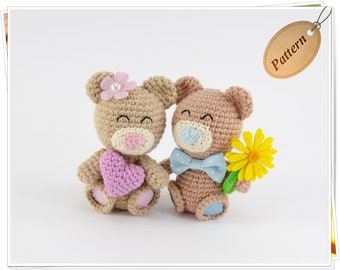 Crochet Mini Teddy Bear PDF Pattern/Amigurumi Valentine Teddy Bear Tutorial/Crochet Valentine Gift/Crochet Miniature Cute Bear Pattern