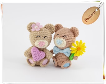Patrón en PDF de mini osito de peluche de crochet/Tutorial de osito de peluche de San Valentín amigurumi/Regalo de San Valentín de crochet/Patrón de osito en miniatura de crochet