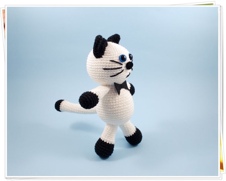 Crochet White Cat Pattern Amigurumi Black and White Kitty PDF | Etsy