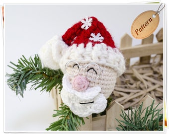 Modello di ornamento di Babbo Natale all'uncinetto/Ornamento di Natale all'uncinetto/Modello di Babbo Natale Amigurumi/Decorazione natalizia all'uncinetto/Ornamenti per l'albero fai da te