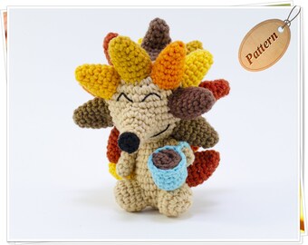 Patrón PDF de erizo de ganchillo/Tutorial de erizo lindo de Amigurumi/Patrón de animales del bosque de ganchillo/Juguete de erizo DIY/Patrón de erizo de ganchillo