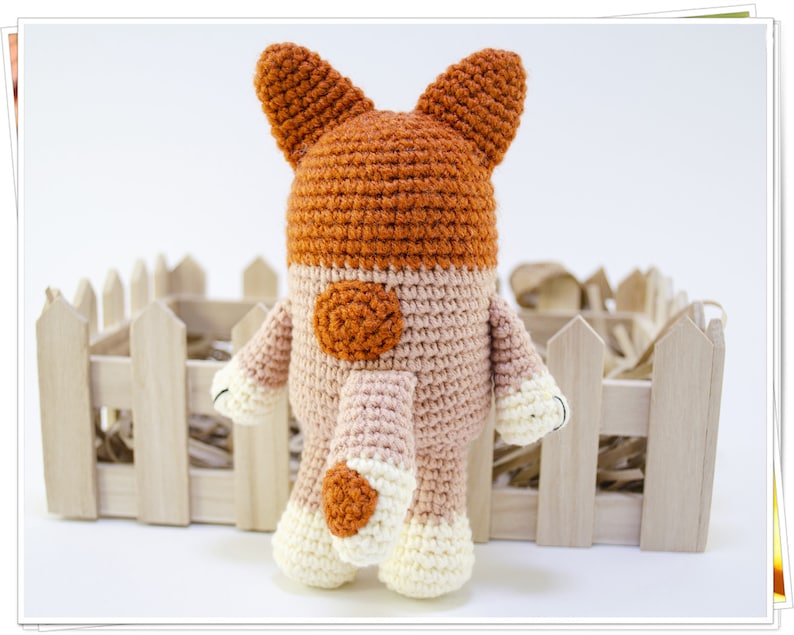 Cucciolo Heeler marrone all'uncinetto/Schema Heeler Amigurumi/Cane bovino all'uncinetto PDF/Schema cane all'uncinetto/PDF Cucciolo Heeler/Tutorial Bingo all'uncinetto immagine 4