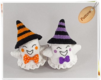 Patrón de ganchillo de fantasma de Halloween, patrón de fantasma de Halloween Amigurumi, PDF lindo de fantasmas de Halloween, decoración de fantasma de bricolaje, tutorial de muñeca fantasma