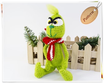 Patrón de crochet de ladrón navideño amigurumi: Elfo villano verde (patrón PDF)