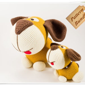 Crochet Pattern Bundle: Amigurumi Puppy Pattern, Crochet Big Dog PDF, Cute Puppy Dog Pattern, Crochet Dog Pattern Pack image 1