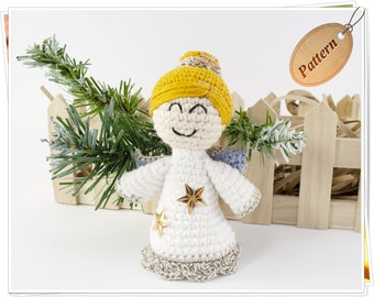 Gehaakte engel patroon/Amigurumi kerst engel handleiding/gehaakte kerstornament PDF/Last Minute gehaakte kerstboom decoratie