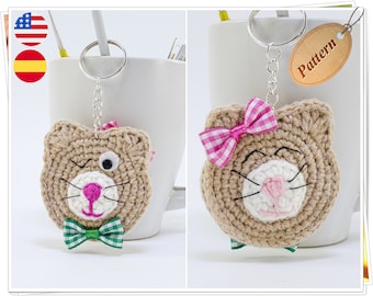 Patron PDF de porte-clés chat au crochet : porte-clés chaton Amigurumi