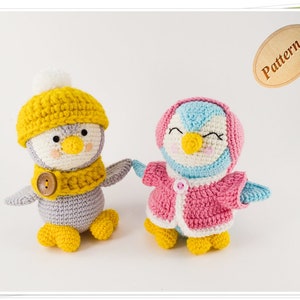 PATTERN: Pip and Poppy the Penguins PDF Crochet Pattern, Amigurumi Penguin PDF Tutorial, Diy Penguin Doll, Cute Crochet Penguin Couple image 1