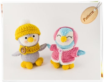 MODÈLE : Pip et Poppy les pingouins - Modèle PDF au crochet, tutoriel PDF pingouin amigurumi, poupée pingouin à faire soi-même, adorable couple de pingouins au crochet