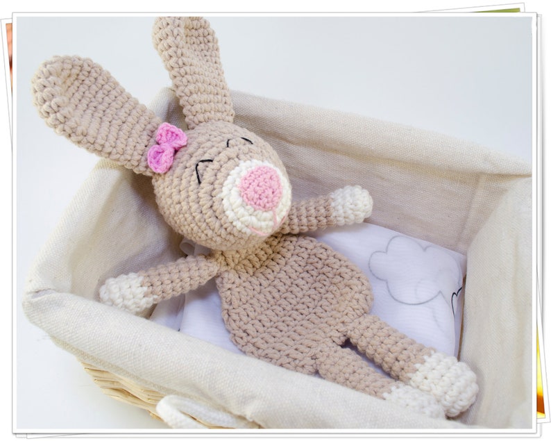 Crochet Bear and Bunny Baby Lovey PDF Pattern/Crochet Teddy Bear Snuggler/Crochet Bunny Snuggler/Crochet Security Blanket/Ragdoll Pattern image 3