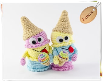 Monstruo De Helado De Ganchillo, Patrón De Ganchillo De Monstruo Divertido Amigurumi, Patrón PDF De Helado De Ganchillo, Tutorial De Monstruo Lindo De Ganchillo