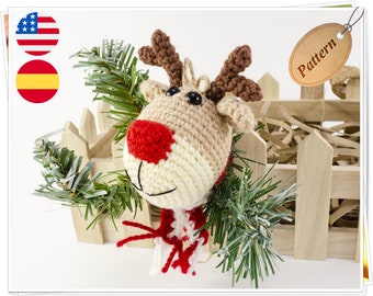 Crochet Reindeer Christmas Ornament/Amigurumi Reindeer Tutorial/Crochet Christmas Decor/Amigurumi Rudolph Pattern/Crochet Reindeer Pattern