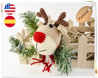 Patrón de reno de crochet: Adorno navideño amigurumi (Patrón PDF)