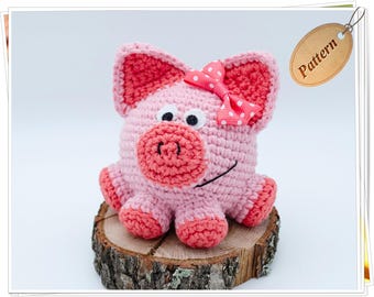 Patrón de mini cerdito a crochet: llavero de cerdito (patrón PDF)