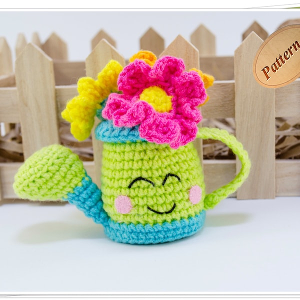 Crochet Mini Flowers in Watering Can PDF Pattern/Amigurumi Mini Watering Can/Crochet Flowers in Pot/Crochet Garden/Amigurumi Spring Flower