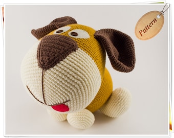 Grand chien au crochet, modèle de chien marron amigurumi, modèle de chiot marron au crochet (PDF), tutoriel de bricolage pour chien, modèle de poupée chien faite main, modèle de chiot au crochet