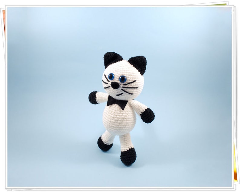 Crochet White Cat Pattern Amigurumi Black and White Kitty PDF | Etsy