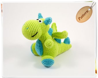 Dragon Crochet Pattern, Amigurumi Dragon Pattern PDF, Crochet Baby Dragon, Crochet Green Dragon PDF, DIY Dragon, Green Dragon Tutorial