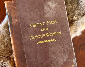 Libro antico "Grandi uomini e donne famose" del 1894 / Volume illustrato di storia vittoriana / Biblioteca del Colorado