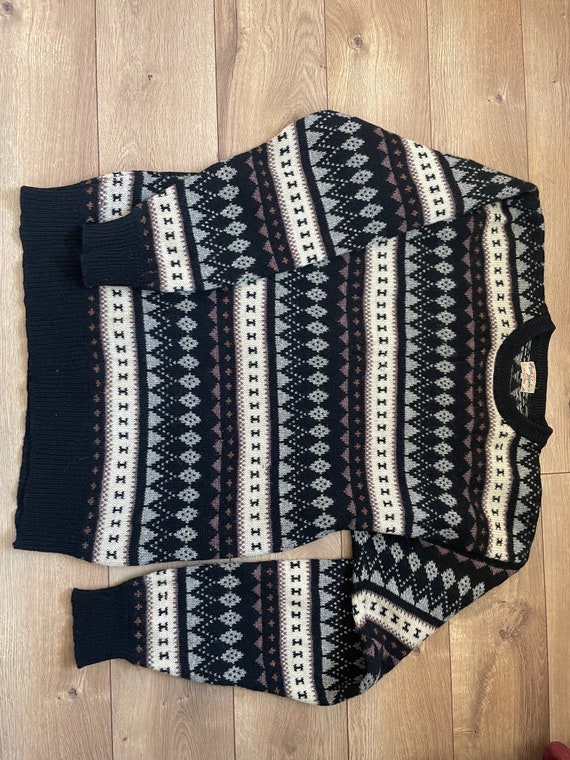 Vintage Wool Nordic-style Pullover Sweater - image 2