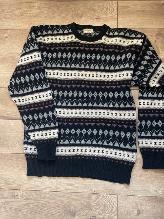 Vintage Wool Nordic-style Pullover Sweater - image 1