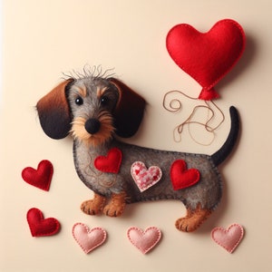 Wire Haired Dachshund Greeting Card - Blank Inside - suitable for Valentines, Birthdays, Mothers Day, Thank You etc