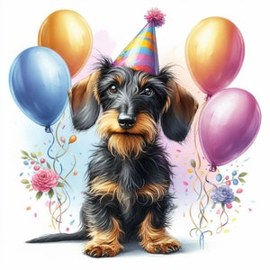 Wire Haired Dachshund Greeting Birthday Card
