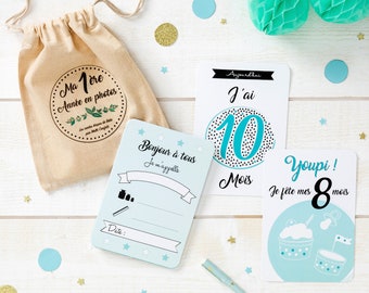 23 Baby milestone cards and its storage pouch to immortalize their development in photos