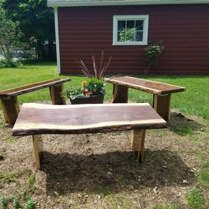 Reclaimed Wooden Benches, Outdoor Garden Benches, Live Edge image 9