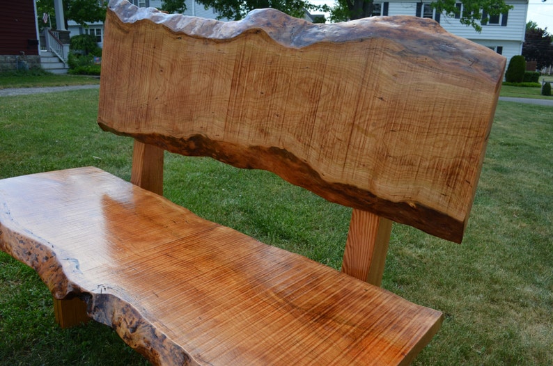 Reclaimed Wooden Benches, Outdoor Garden Benches, Live Edge image 8