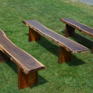 Reclaimed Wooden Benches, Outdoor Garden Benches, Live Edge image 1