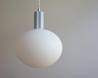 Colored minimalist pendant light - Stone/ glas pendant light - bluish grey, anthracite, red (dark brick) suspension lamp