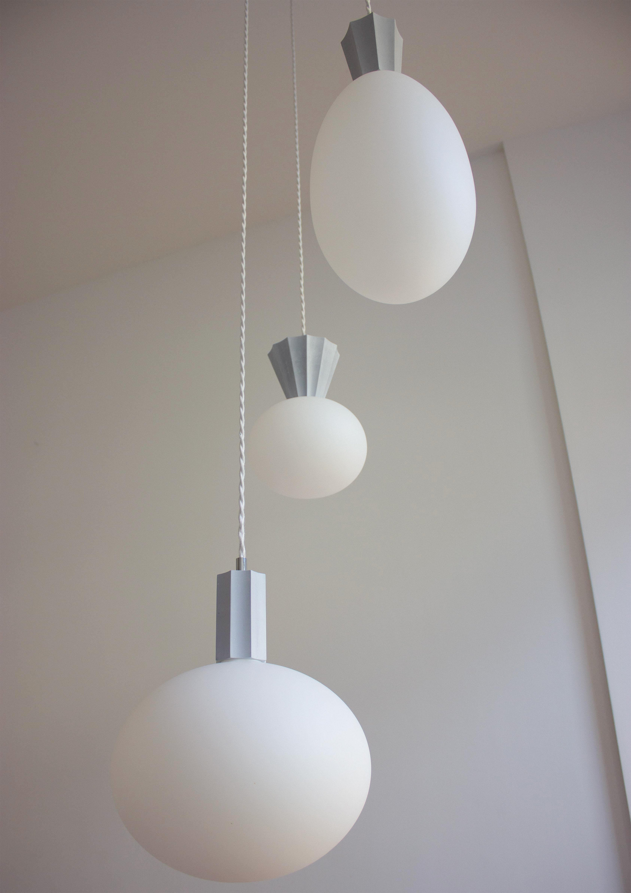 Lámparas colgantes minimalistas en azul grisáceo claro 3 piezas como un