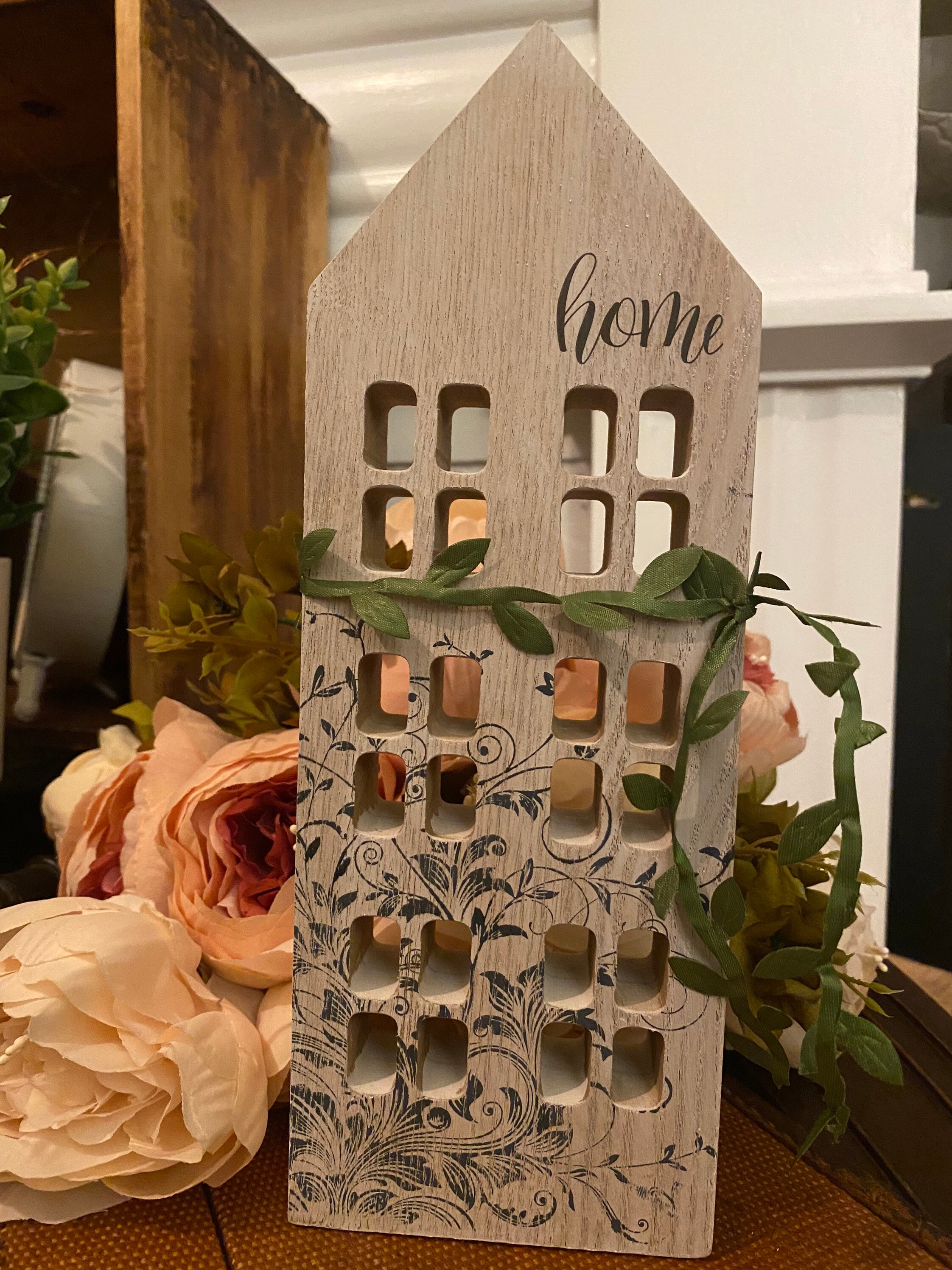 Large Wooden House shelf sitter decorative farmhouse decor Etsy