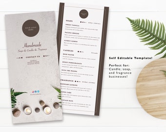 Product Menu Rack Card | Price Card | Candle Menu | Soap Menu | Fragrance Menu