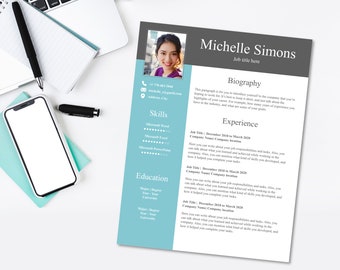 Modern Resume, Cover Letter, and Reference template | Pages (Mac) Template | 3 Pages