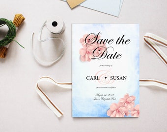 Save the Date Card | Cherry Blossom | Template | Graphic Design